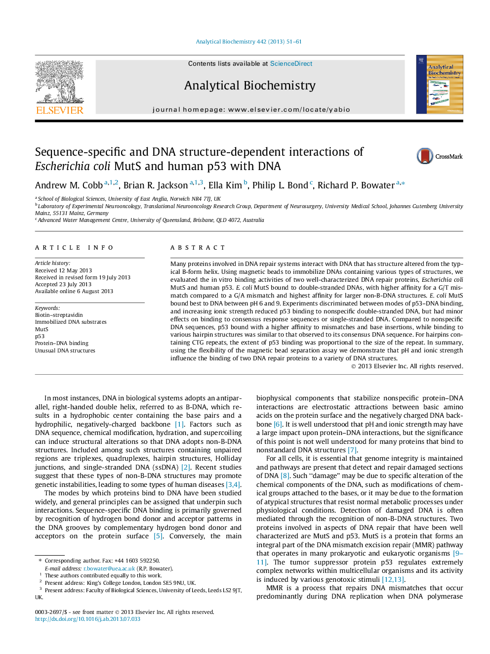 Sequence-specific and DNA structure-dependent interactions of Escherichia coli MutS and human p53 with DNA