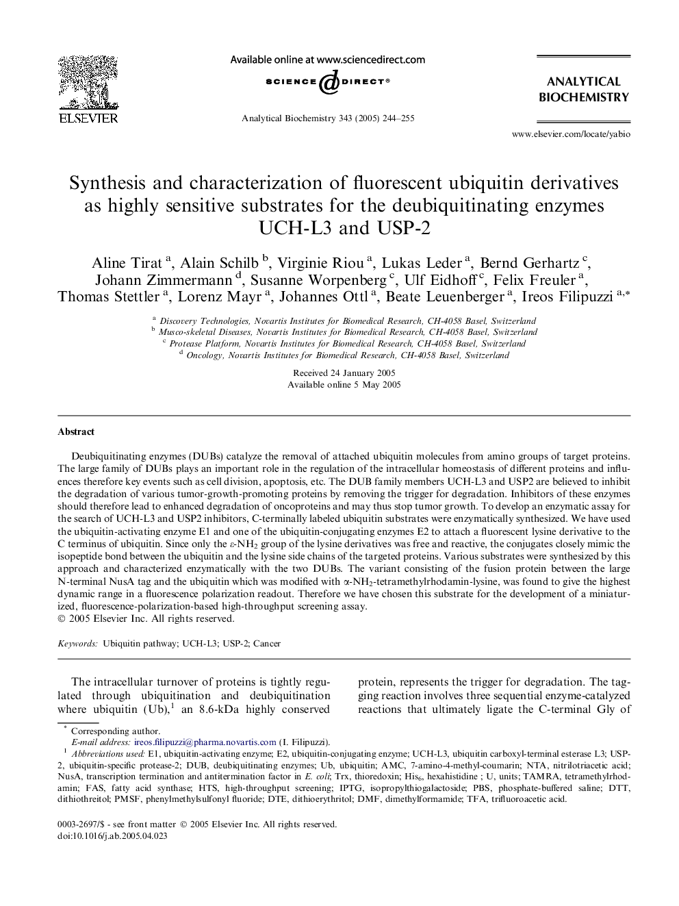 Synthesis and characterization of fluorescent ubiquitin derivatives as highly sensitive substrates for the deubiquitinating enzymes UCH-L3 and USP-2