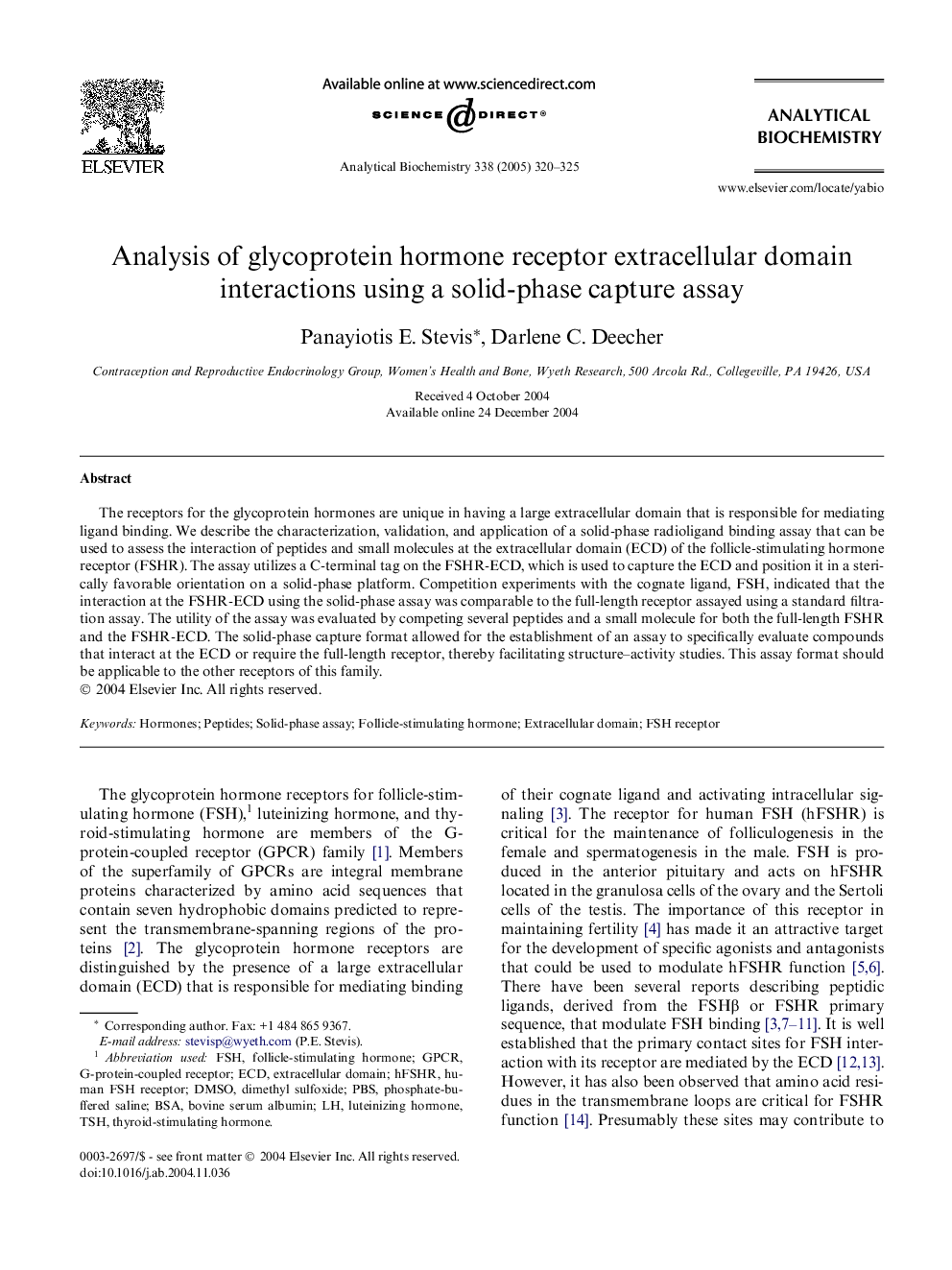 Analysis of glycoprotein hormone receptor extracellular domain interactions using a solid-phase capture assay