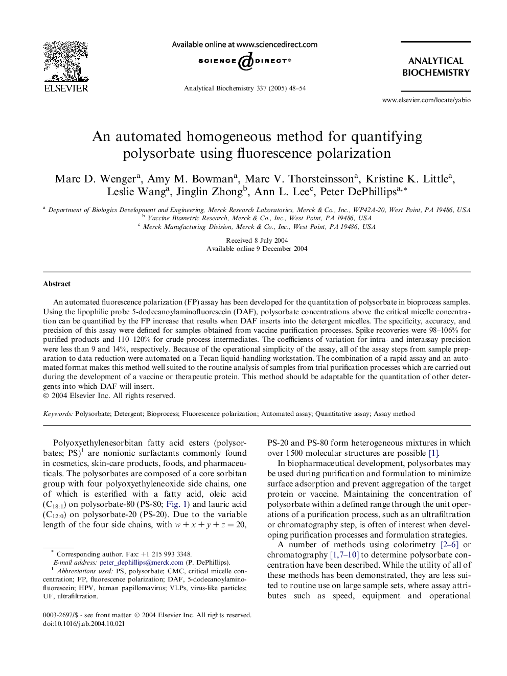 An automated homogeneous method for quantifying polysorbate using fluorescence polarization