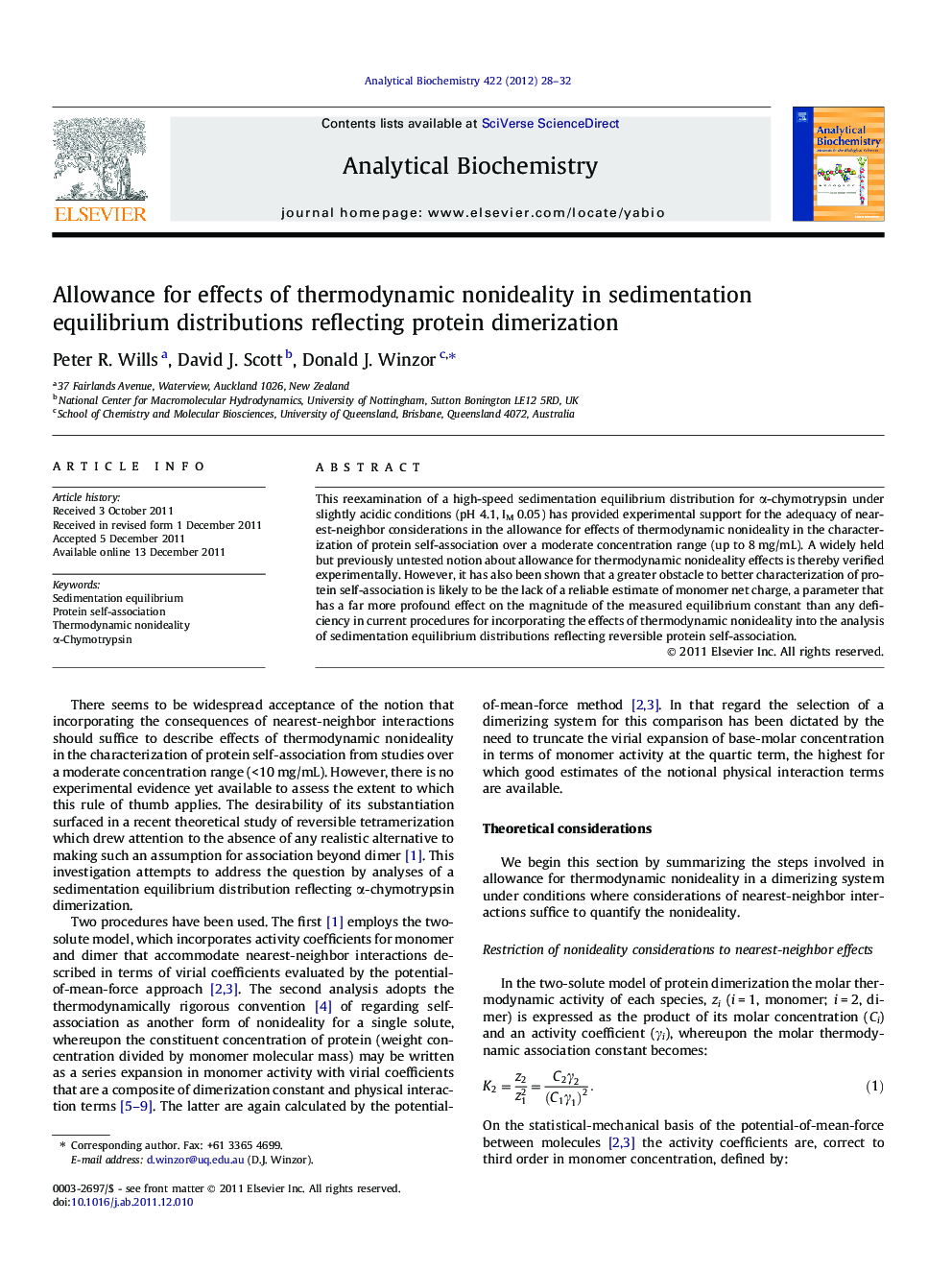 Allowance for effects of thermodynamic nonideality in sedimentation equilibrium distributions reflecting protein dimerization