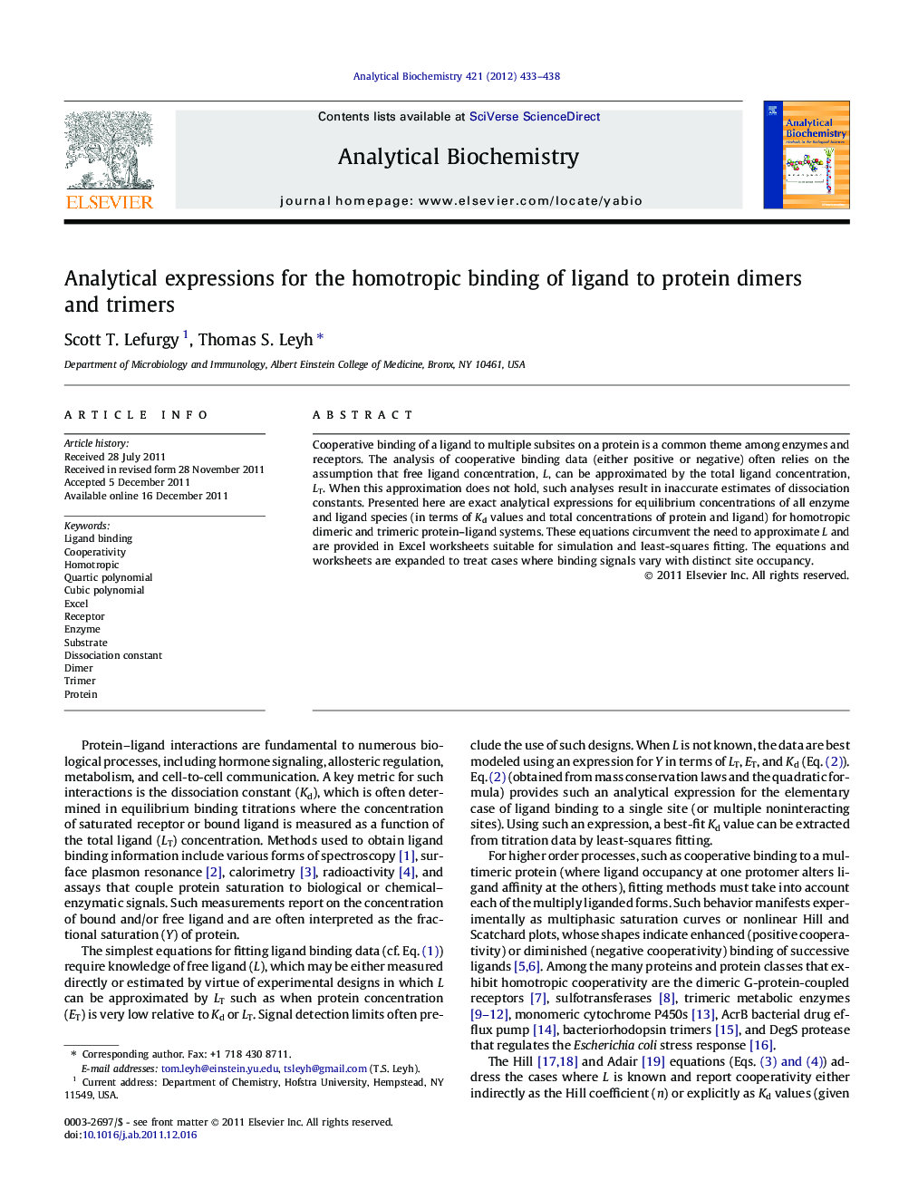 Analytical expressions for the homotropic binding of ligand to protein dimers and trimers