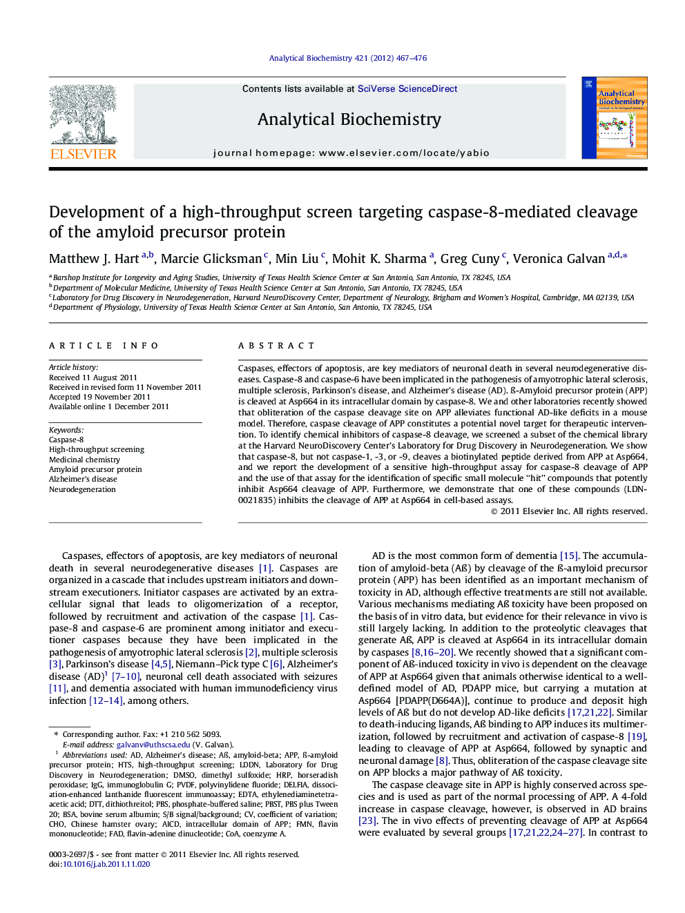 Development of a high-throughput screen targeting caspase-8-mediated cleavage of the amyloid precursor protein