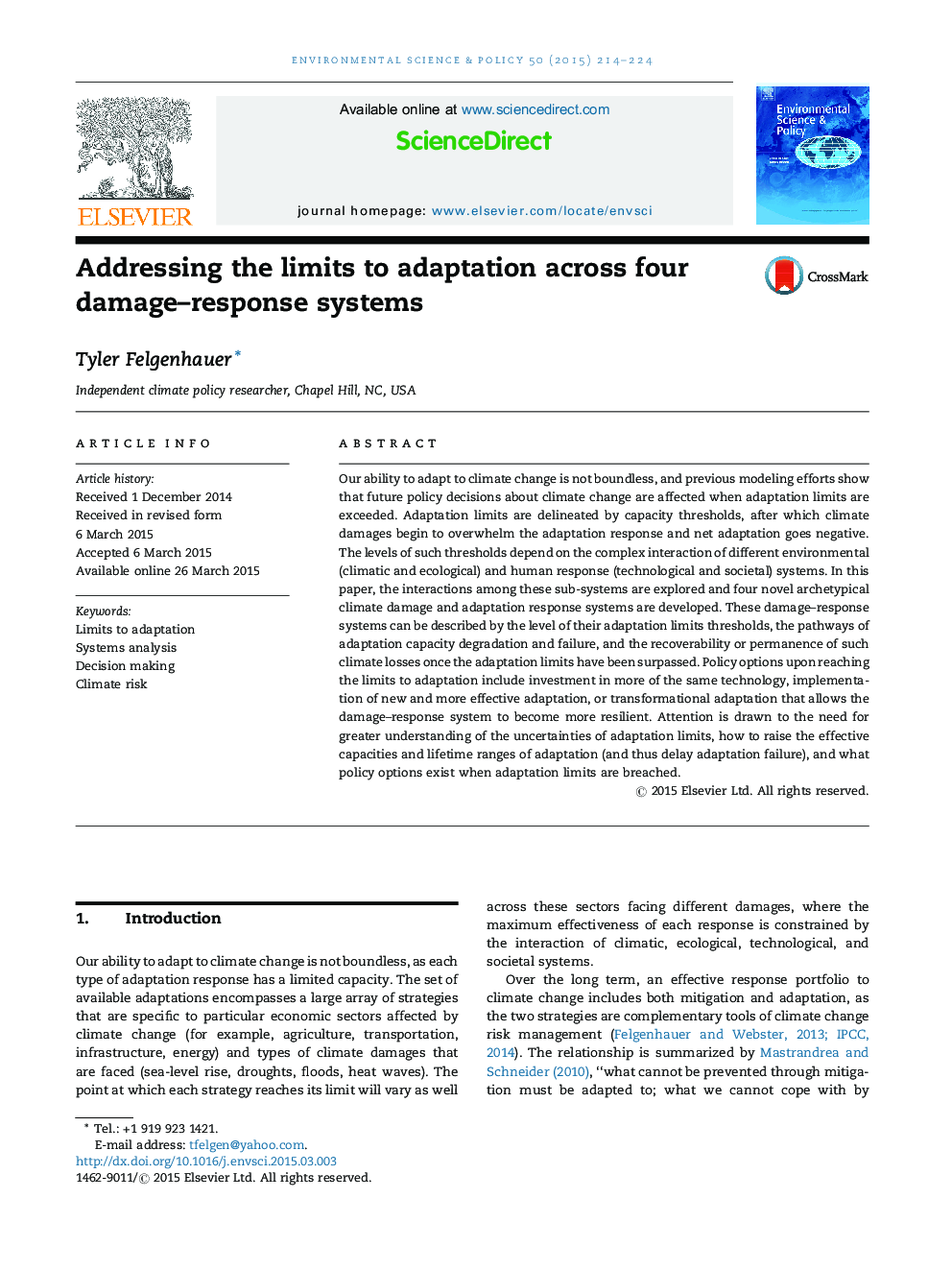 Addressing the limits to adaptation across four damage–response systems