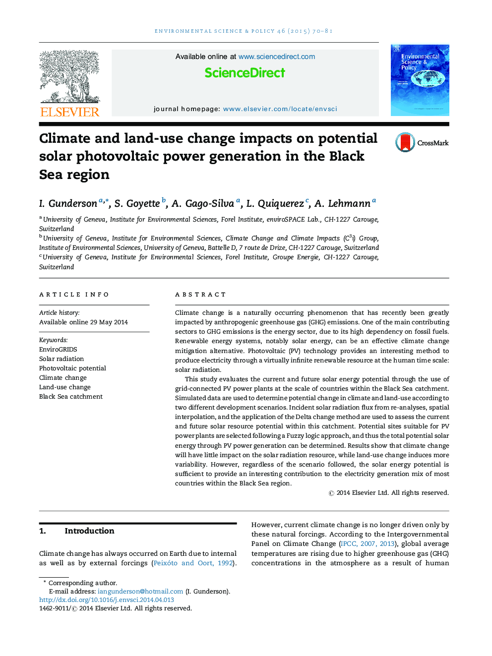 Climate and land-use change impacts on potential solar photovoltaic power generation in the Black Sea region