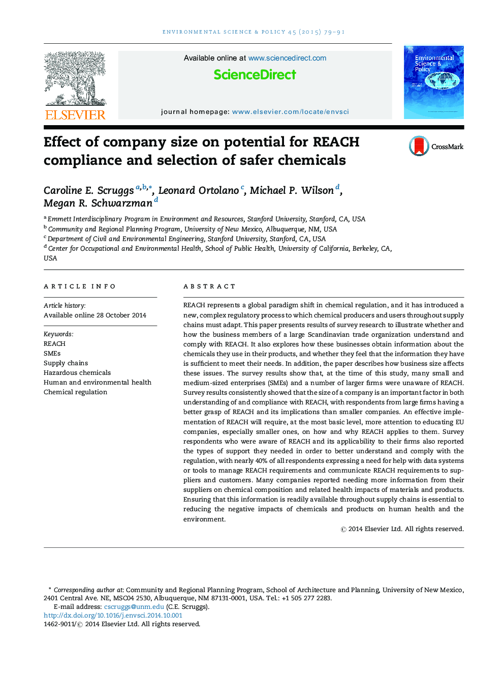 Effect of company size on potential for REACH compliance and selection of safer chemicals