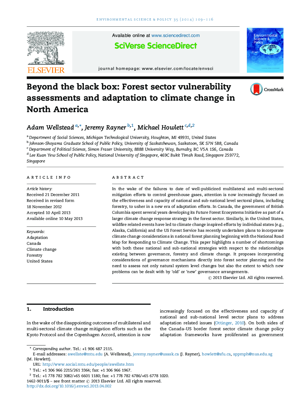 Beyond the black box: Forest sector vulnerability assessments and adaptation to climate change in North America