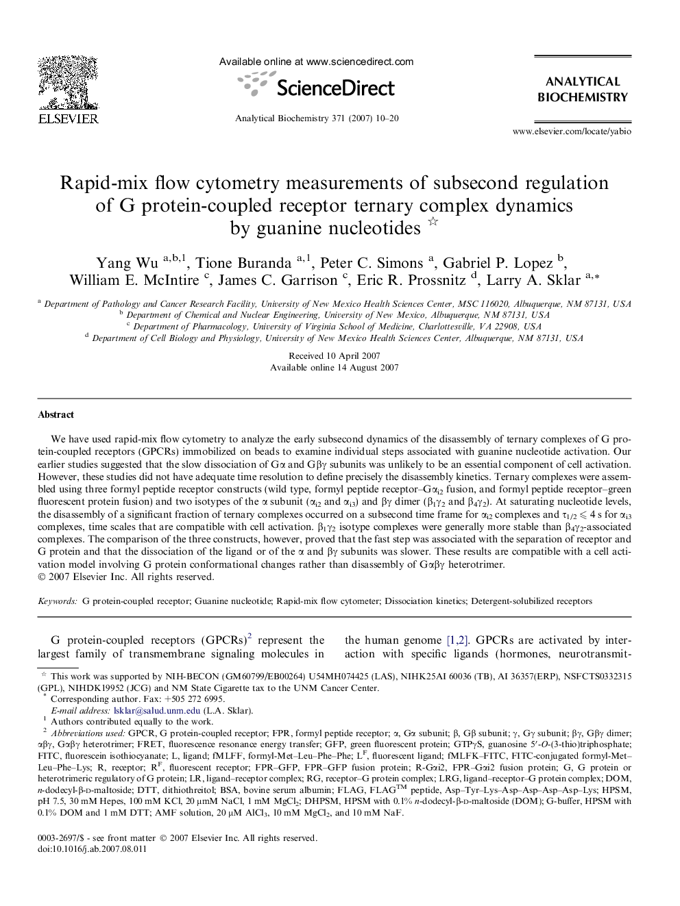 Rapid-mix flow cytometry measurements of subsecond regulation of G protein-coupled receptor ternary complex dynamics by guanine nucleotides