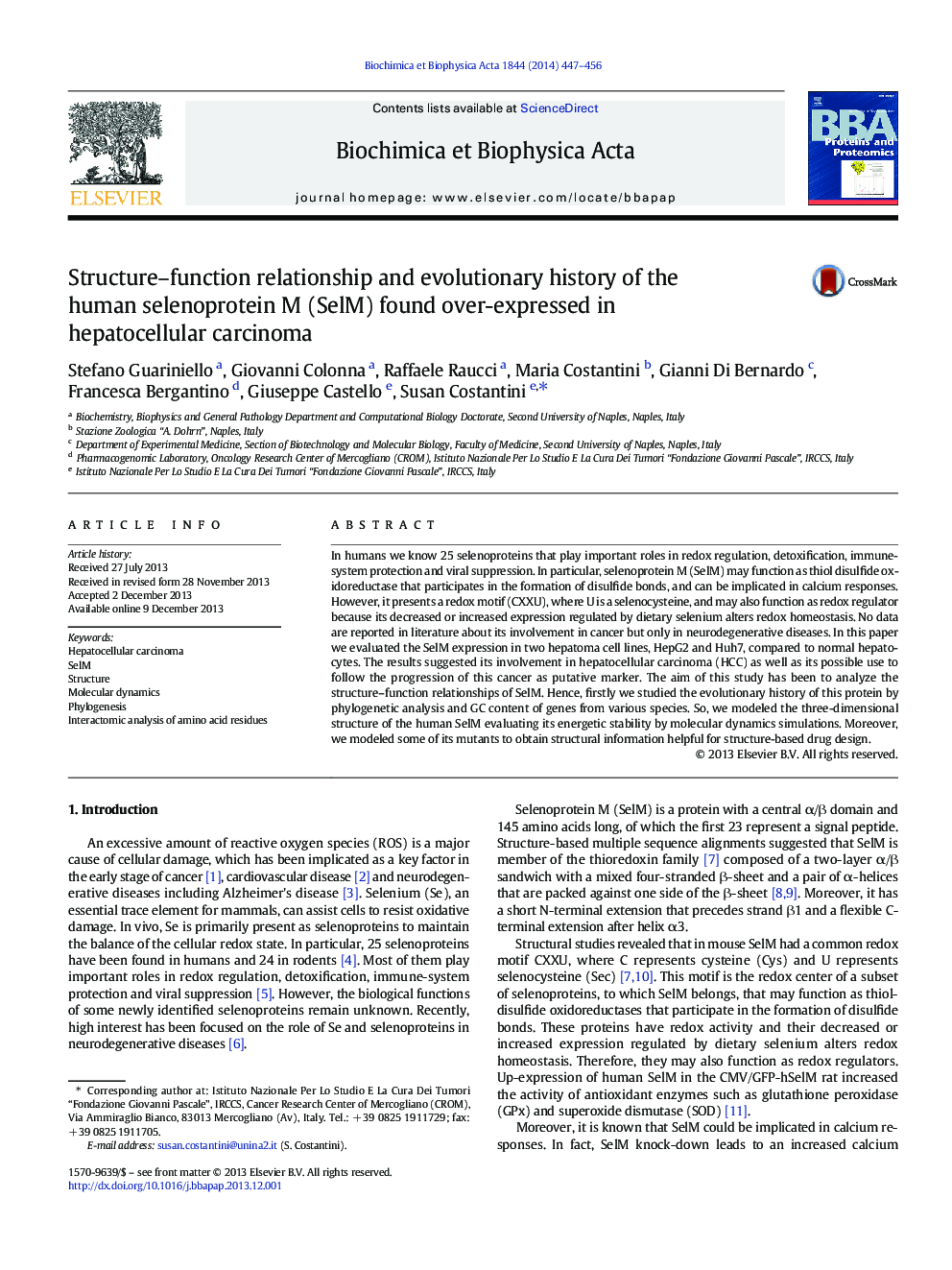 Structure-function relationship and evolutionary history of the human selenoprotein M (SelM) found over-expressed in hepatocellular carcinoma