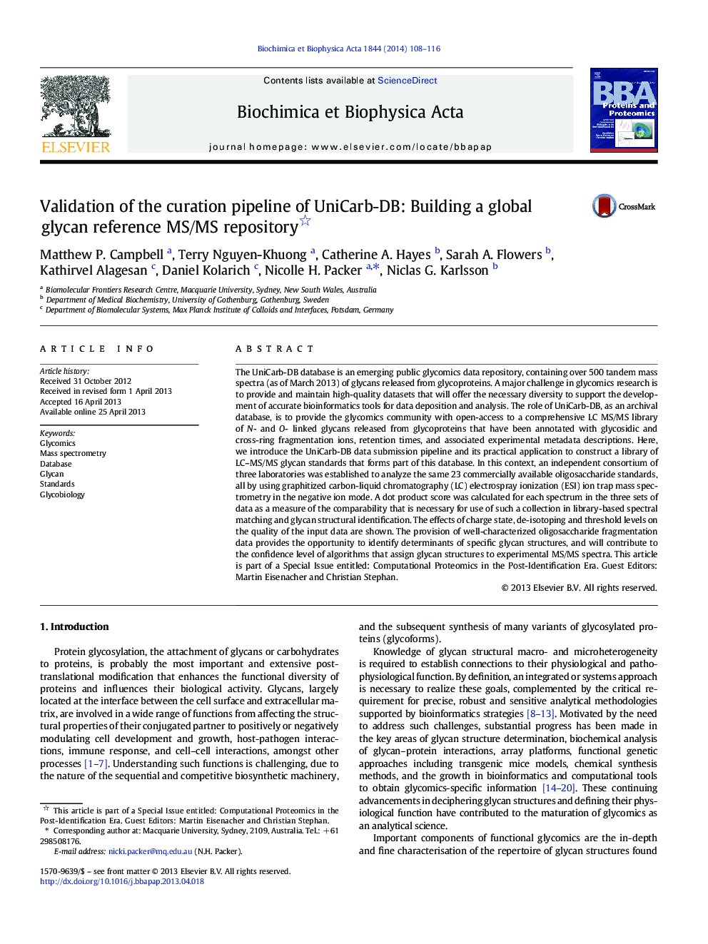 Validation of the curation pipeline of UniCarb-DB: Building a global glycan reference MS/MS repository