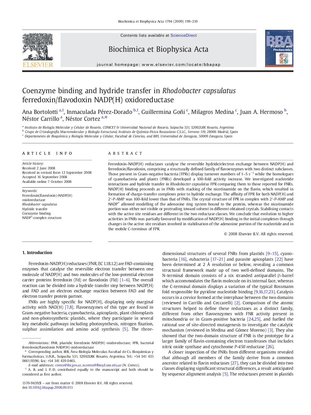 Coenzyme binding and hydride transfer in Rhodobacter capsulatus ferredoxin/flavodoxin NADP(H) oxidoreductase