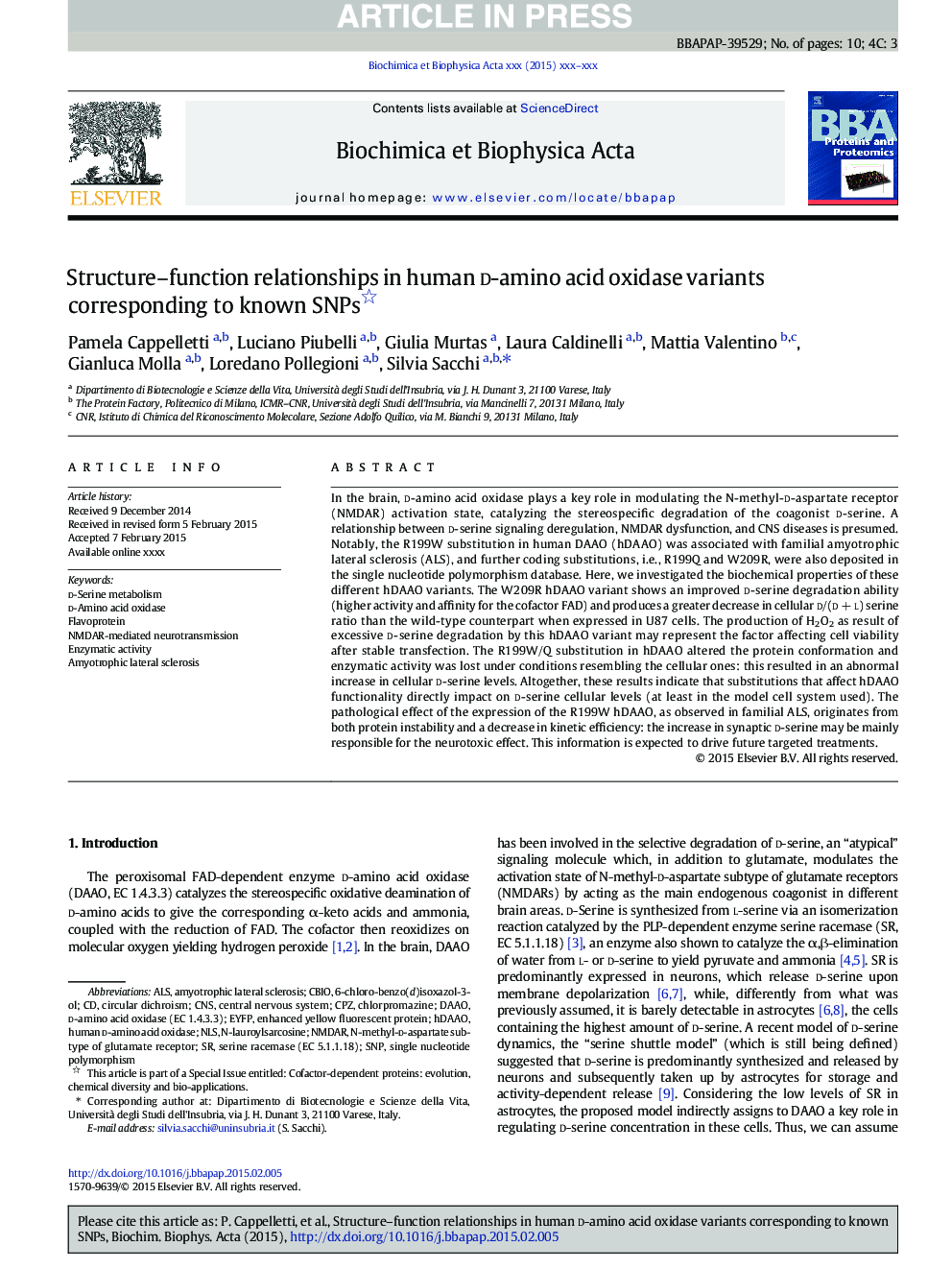 Structure-function relationships in human d-amino acid oxidase variants corresponding to known SNPs