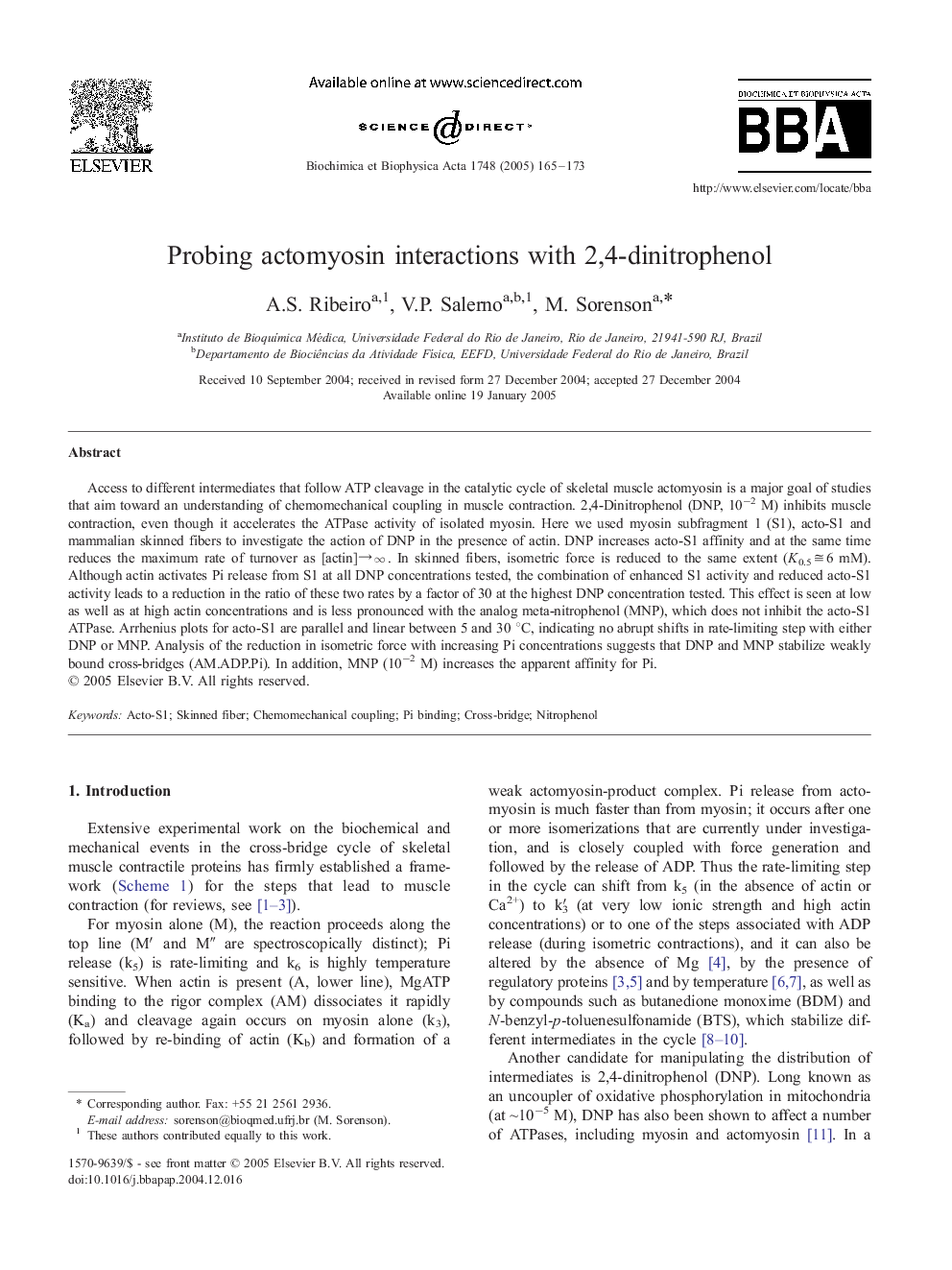 Probing actomyosin interactions with 2,4-dinitrophenol