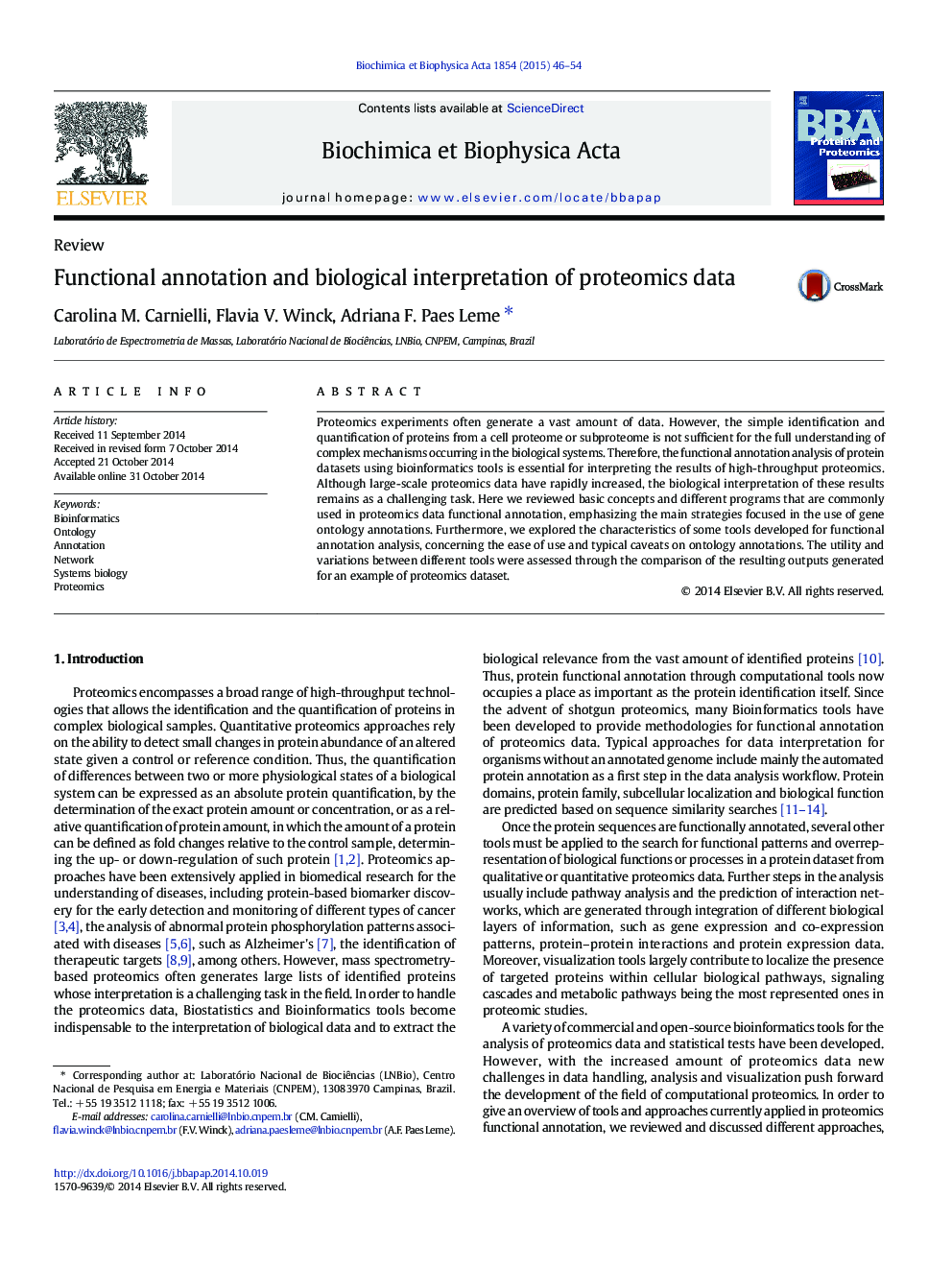 Functional annotation and biological interpretation of proteomics data