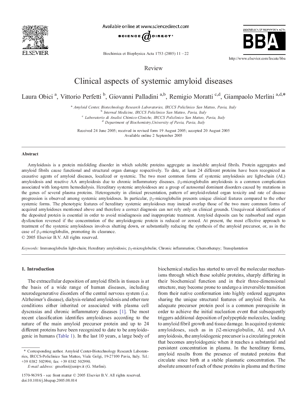 Clinical aspects of systemic amyloid diseases