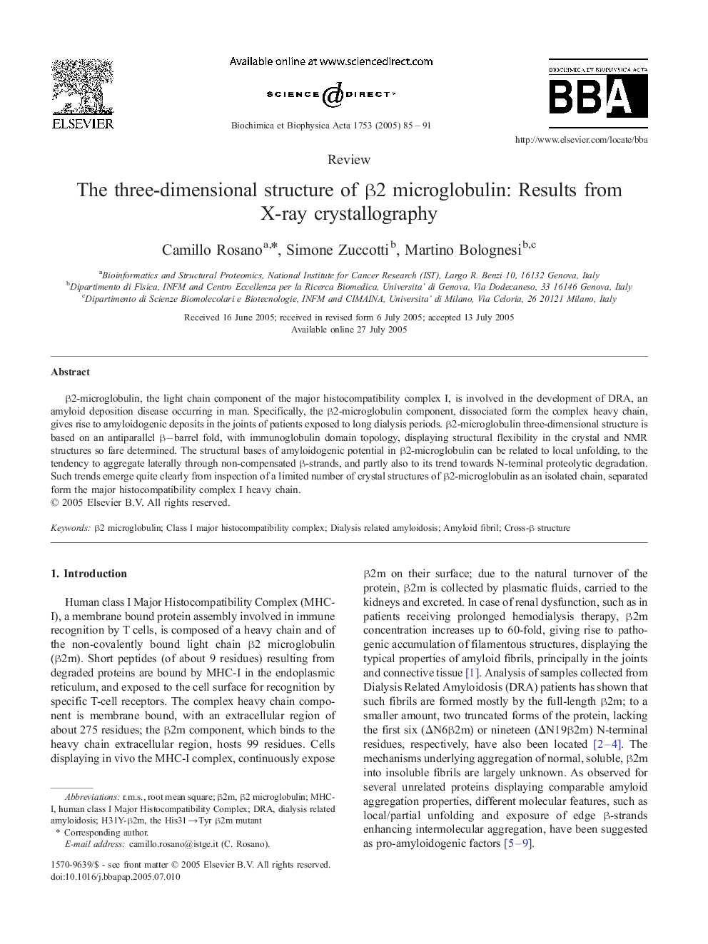 The three-dimensional structure of Î²2 microglobulin: Results from X-ray crystallography