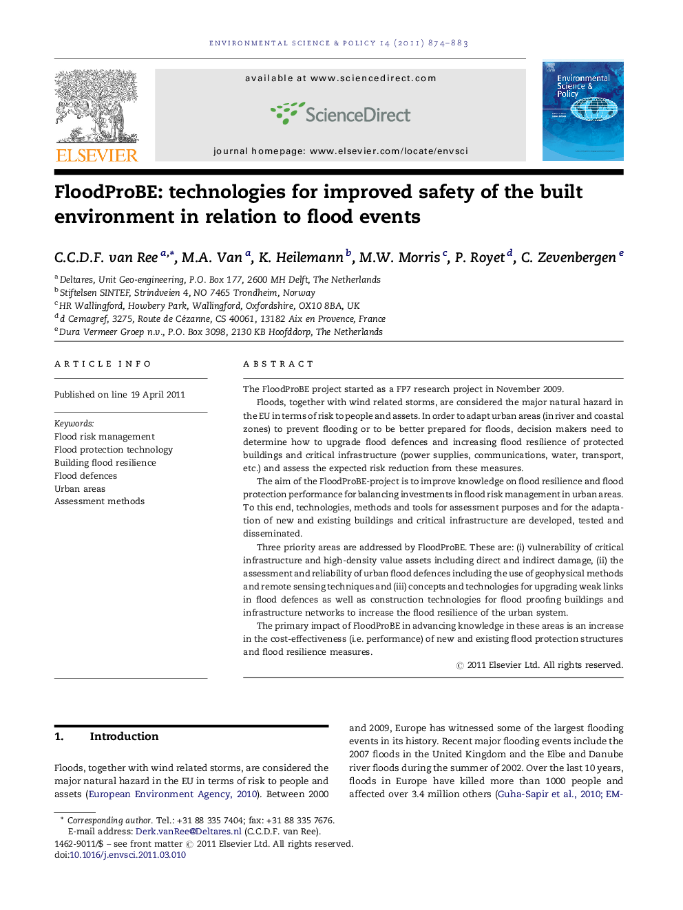 FloodProBE: technologies for improved safety of the built environment in relation to flood events