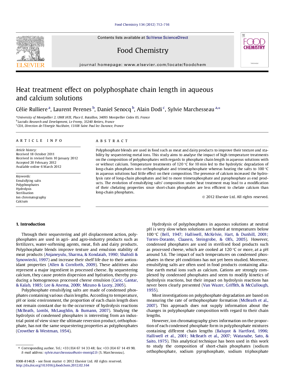 Heat treatment effect on polyphosphate chain length in aqueous and calcium solutions