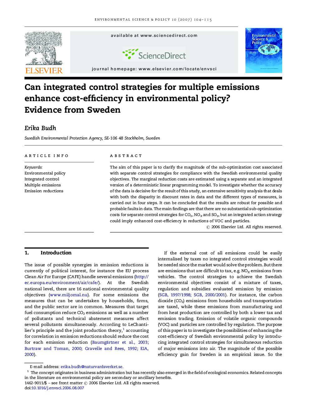 Can integrated control strategies for multiple emissions enhance cost-efficiency in environmental policy?