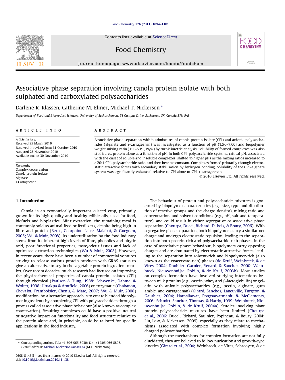 Associative phase separation involving canola protein isolate with both sulphated and carboxylated polysaccharides