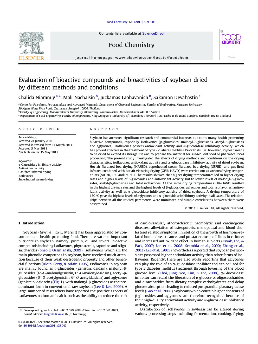 Evaluation of bioactive compounds and bioactivities of soybean dried by different methods and conditions