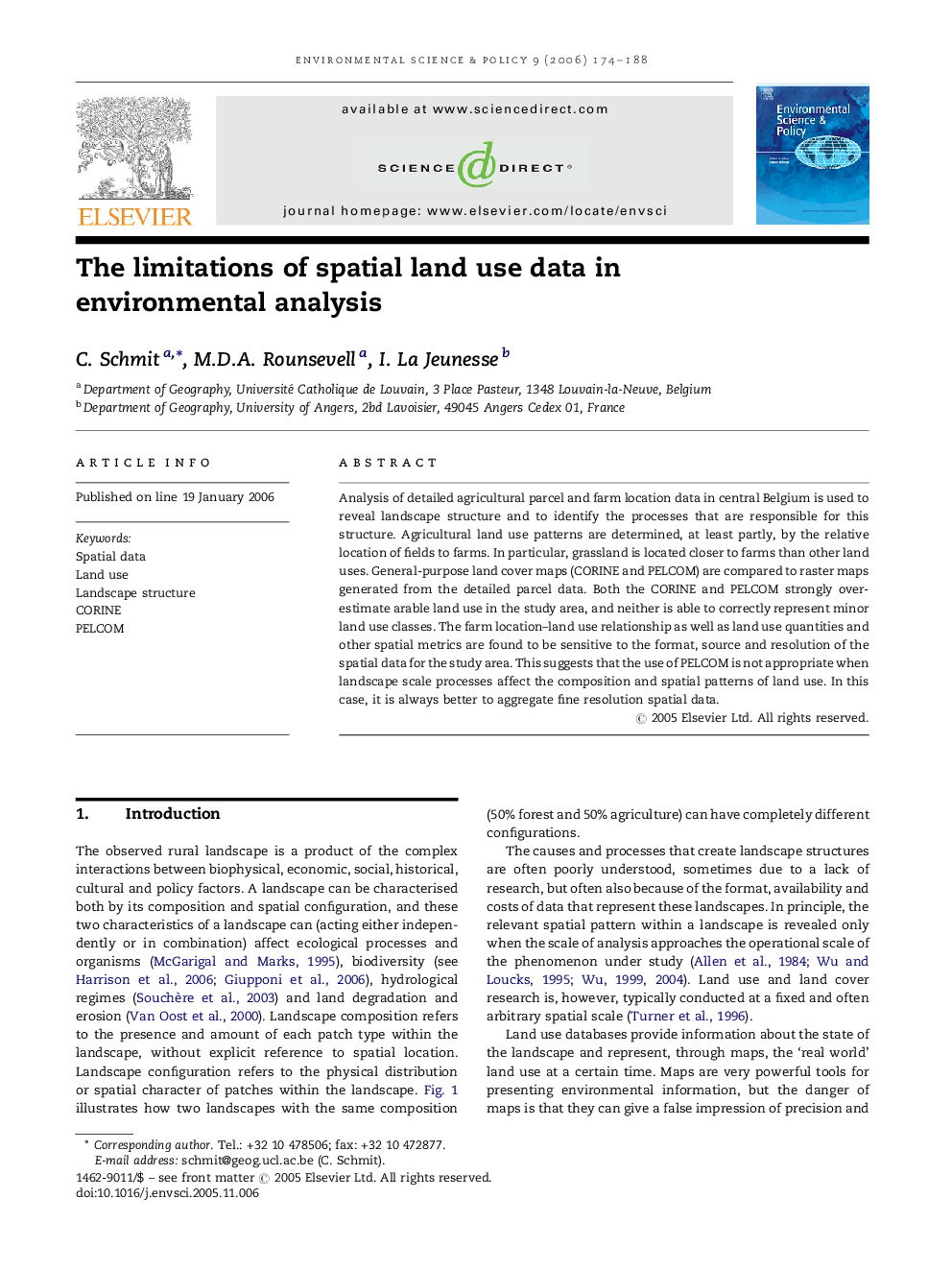 The limitations of spatial land use data in environmental analysis