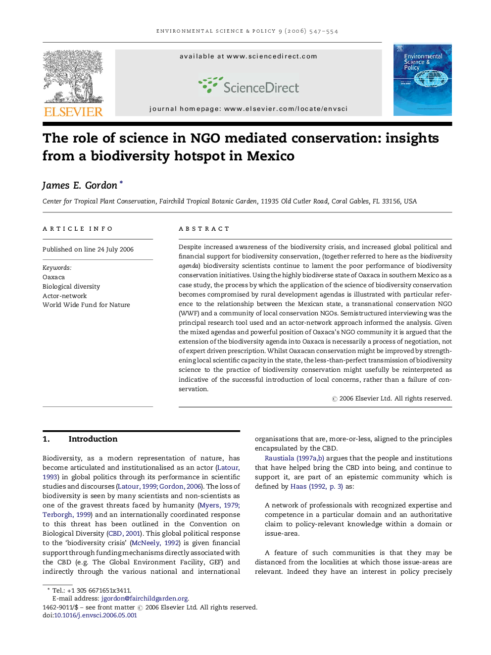 The role of science in NGO mediated conservation: insights from a biodiversity hotspot in Mexico