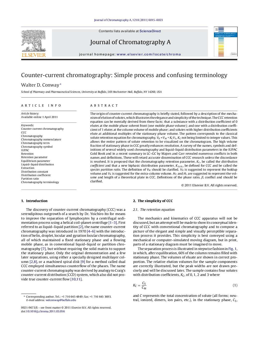 Counter-current chromatography: Simple process and confusing terminology