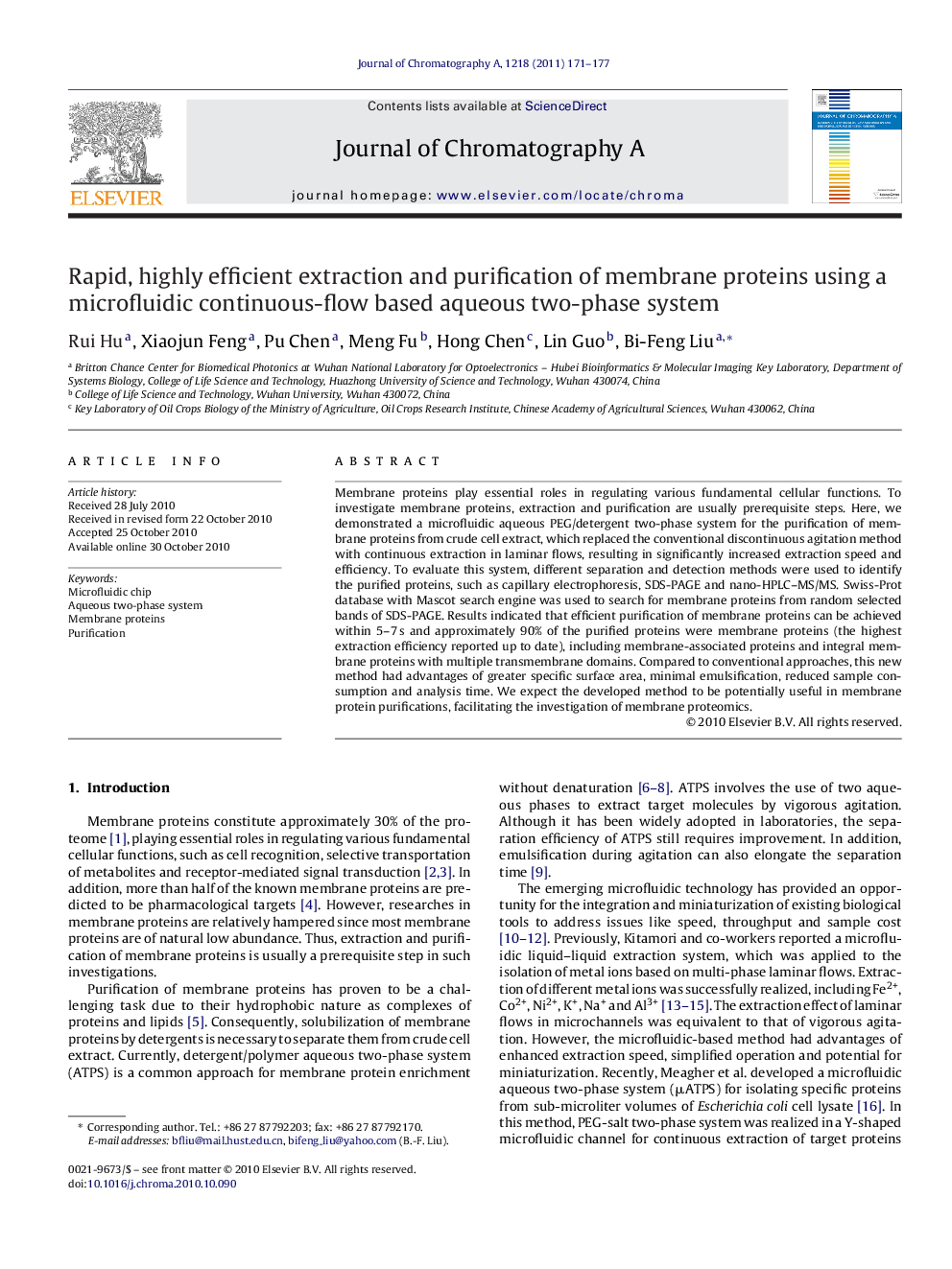 Rapid, highly efficient extraction and purification of membrane proteins using a microfluidic continuous-flow based aqueous two-phase system