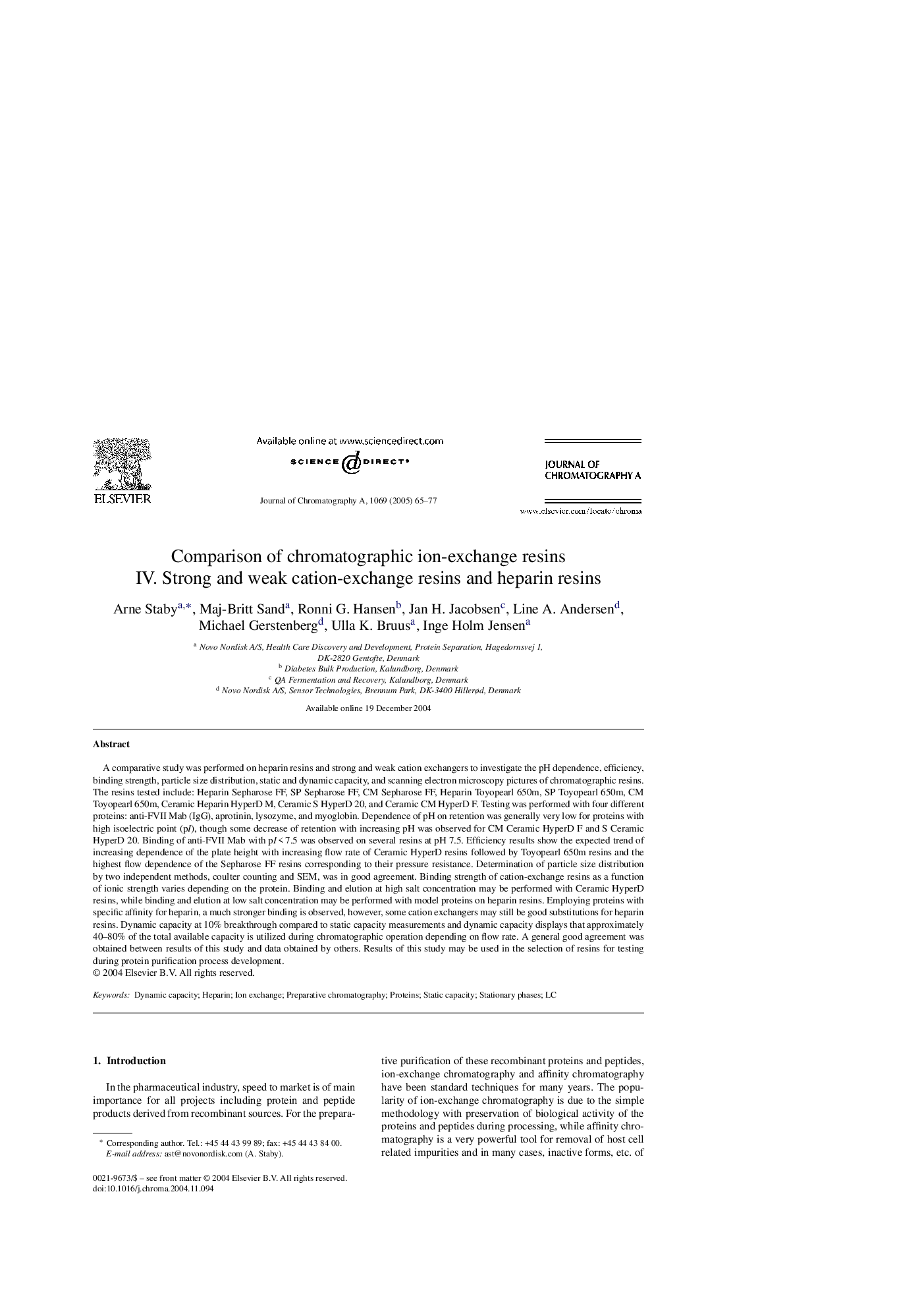عکس صفحه اول مقاله: Comparison of chromatographic ion-exchange resins Comparison of chromatographic ion-exchange resins