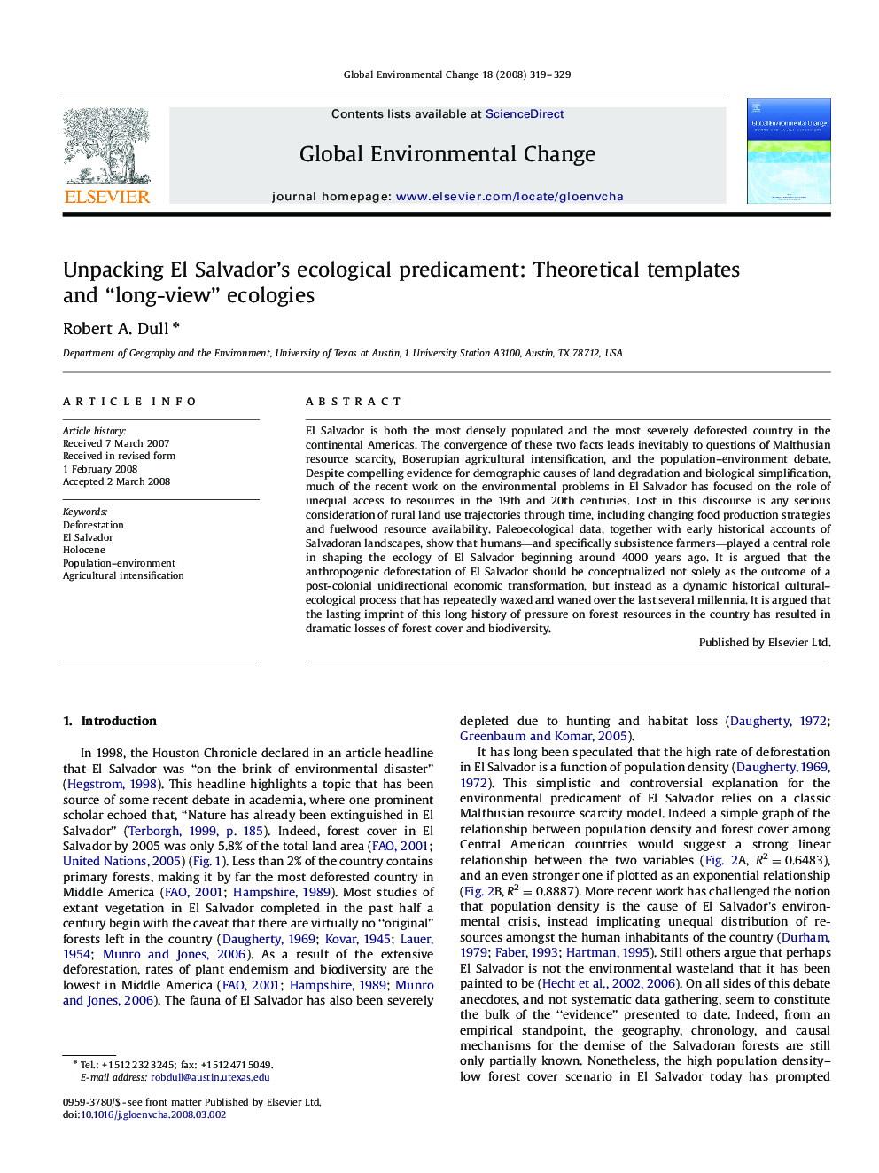 Unpacking El Salvador's ecological predicament: Theoretical templates and “long-view” ecologies