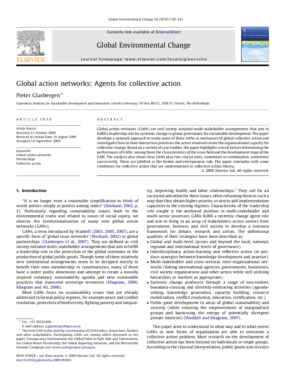 Global action networks: Agents for collective action