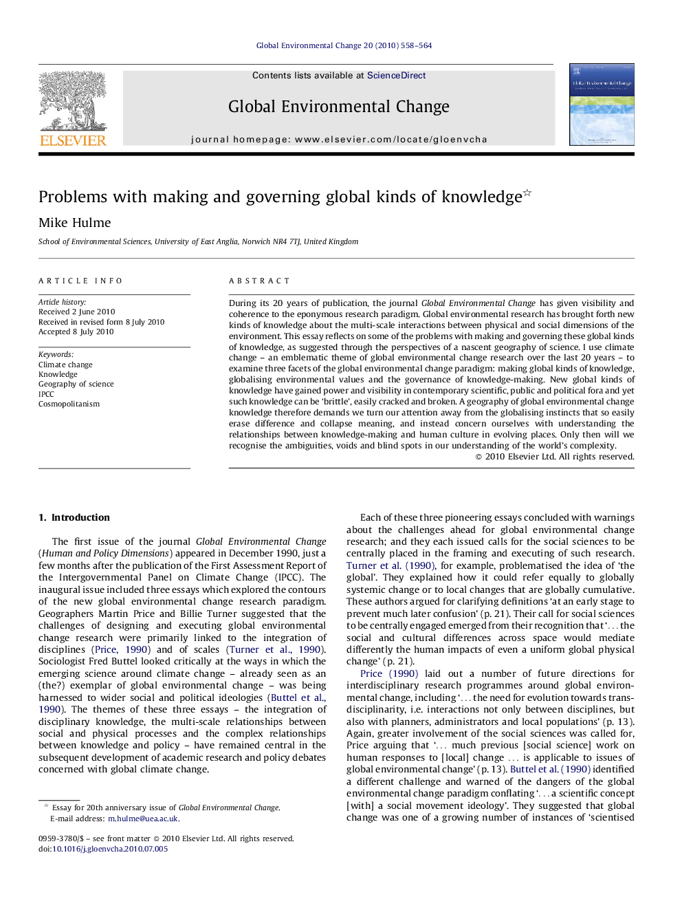 Problems with making and governing global kinds of knowledge 