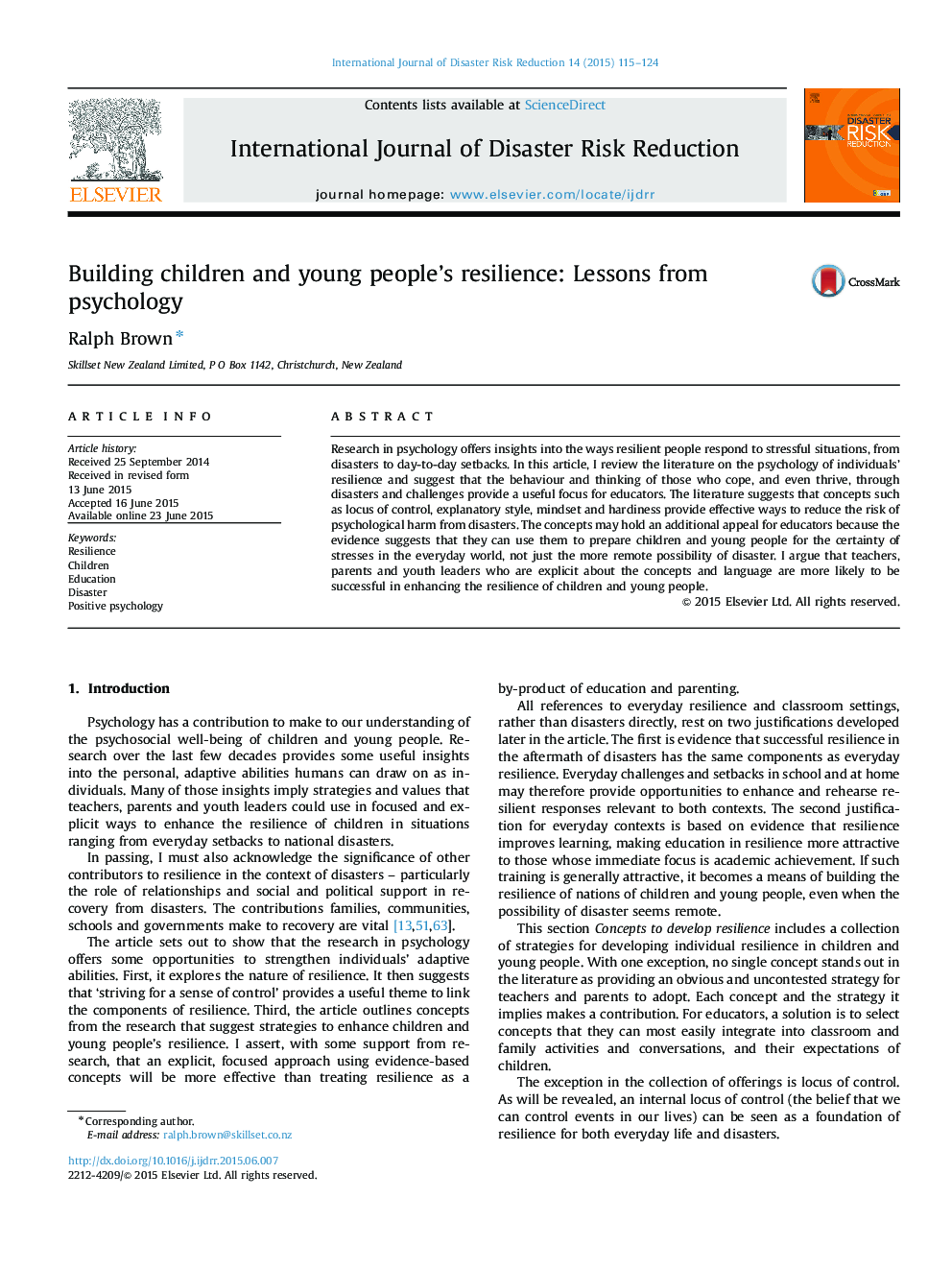 Building children and young people’s resilience: Lessons from psychology