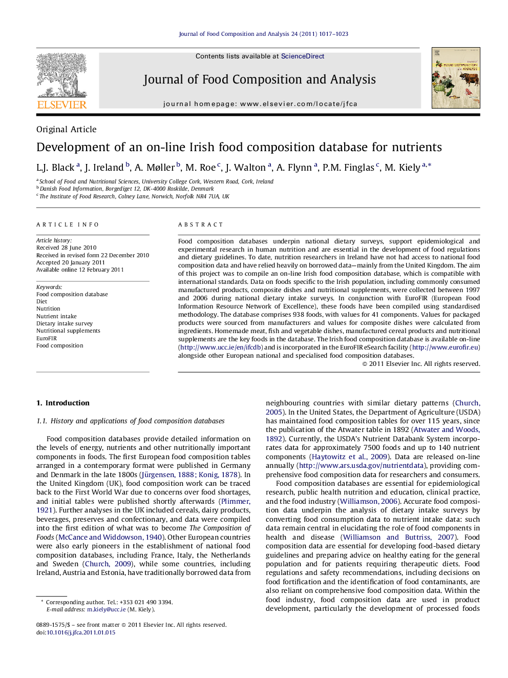 عکس صفحه اول مقاله: Development of an on-line Irish food composition database for nutrients Development of an on-line Irish food composition database for nutrients