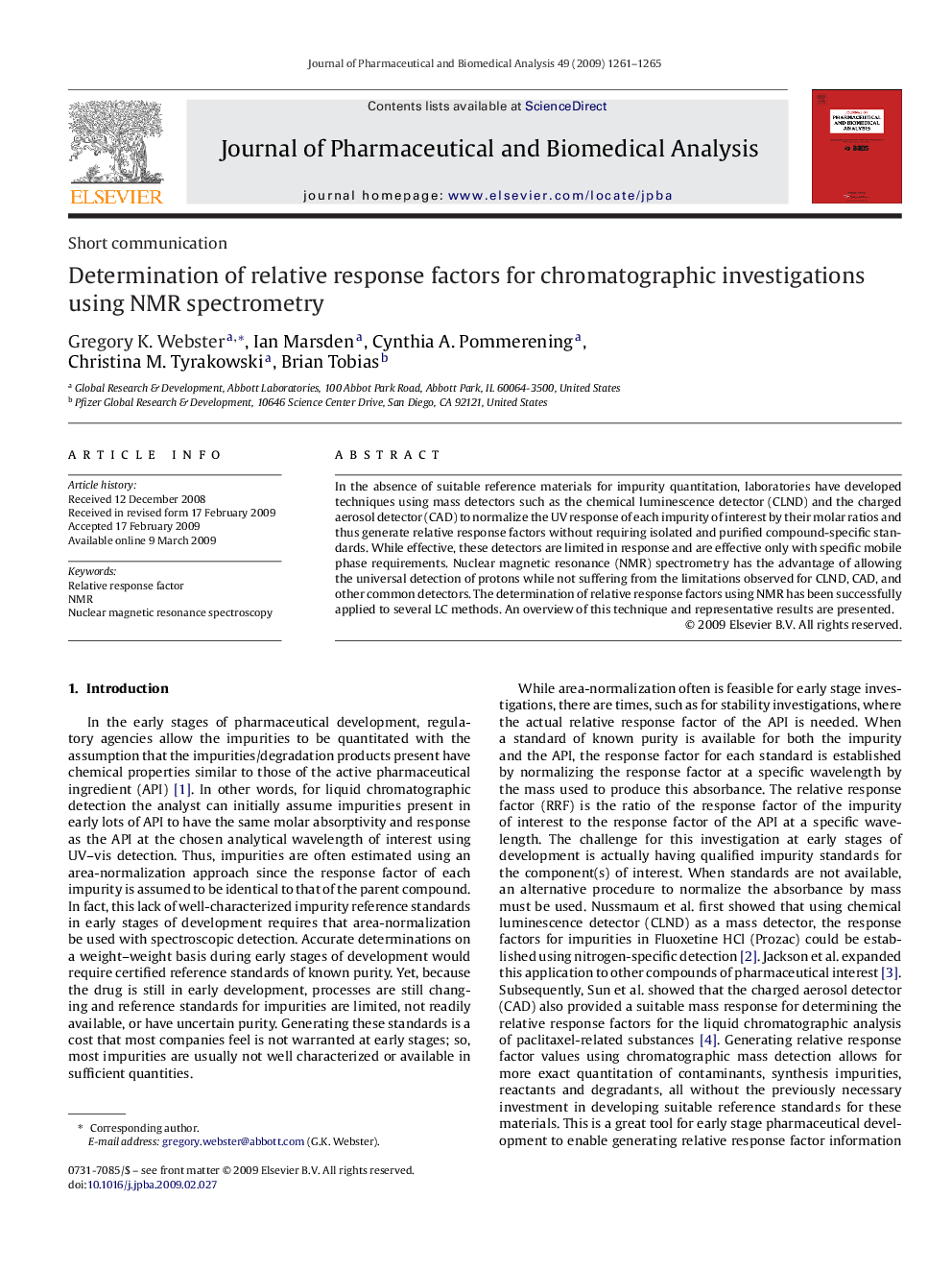 Determination of relative response factors for chromatographic investigations using NMR spectrometry