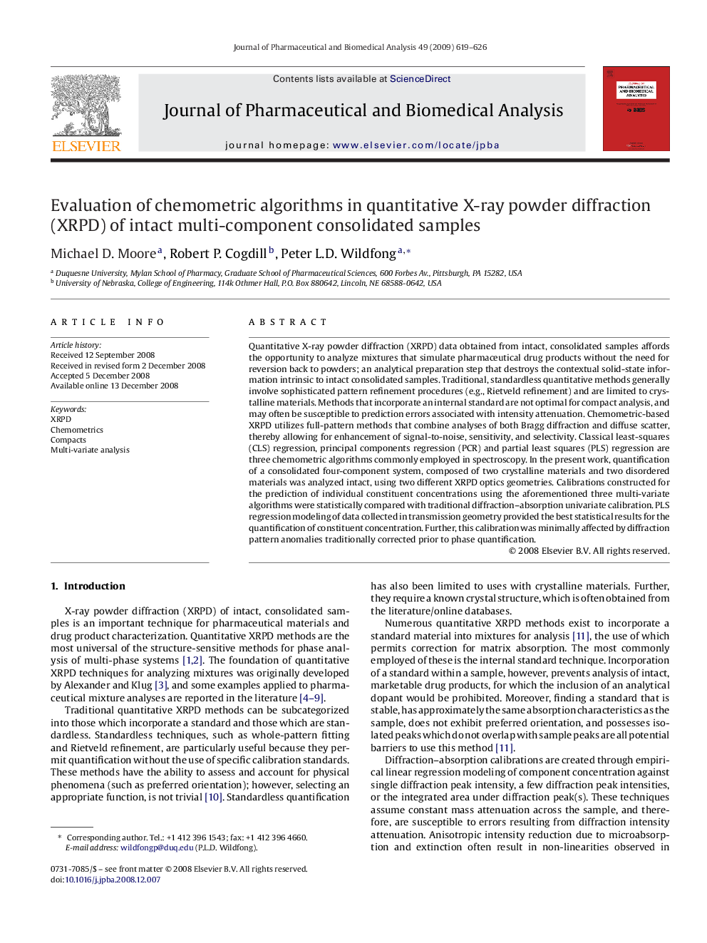 Evaluation of chemometric algorithms in quantitative X-ray powder diffraction (XRPD) of intact multi-component consolidated samples