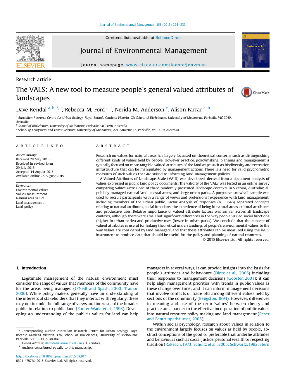 The VALS: A new tool to measure people's general valued attributes of landscapes