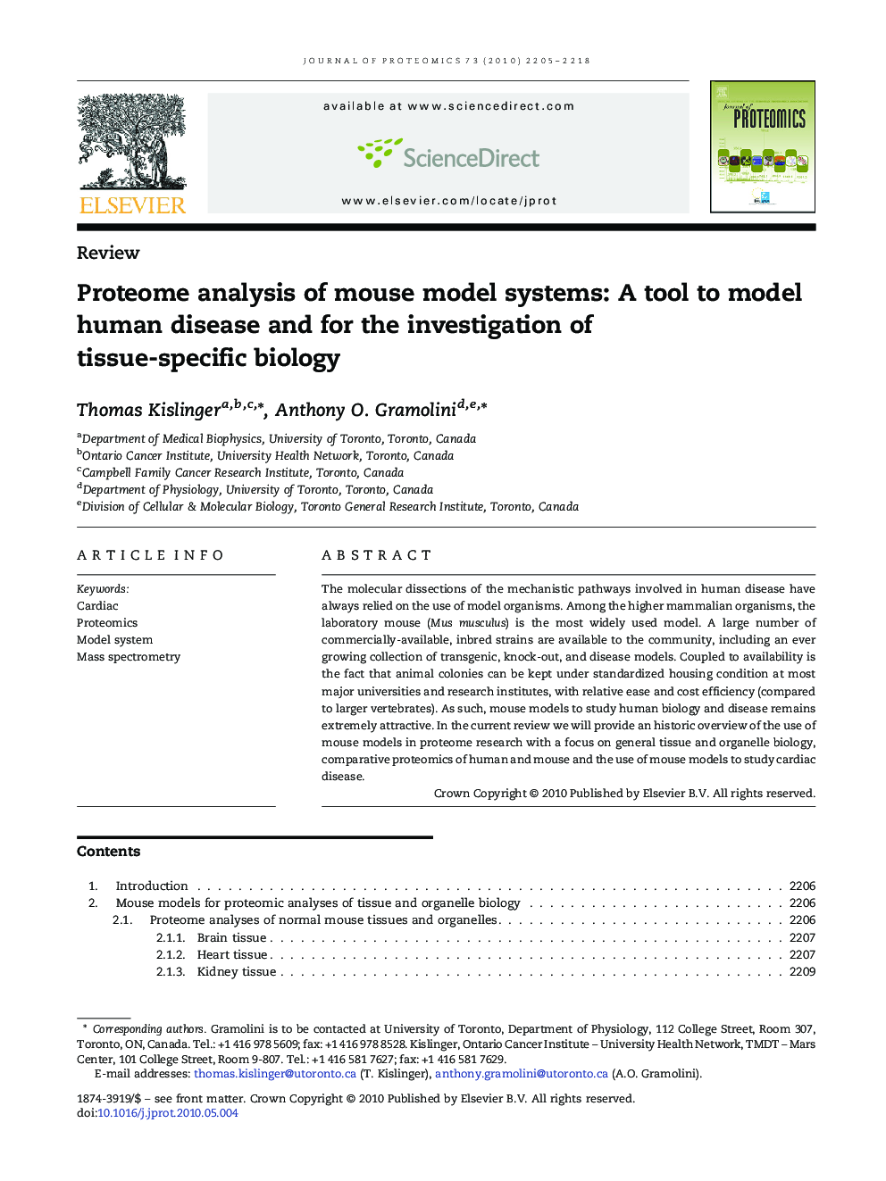 Proteome analysis of mouse model systems: A tool to model human disease and for the investigation of tissue-specific biology