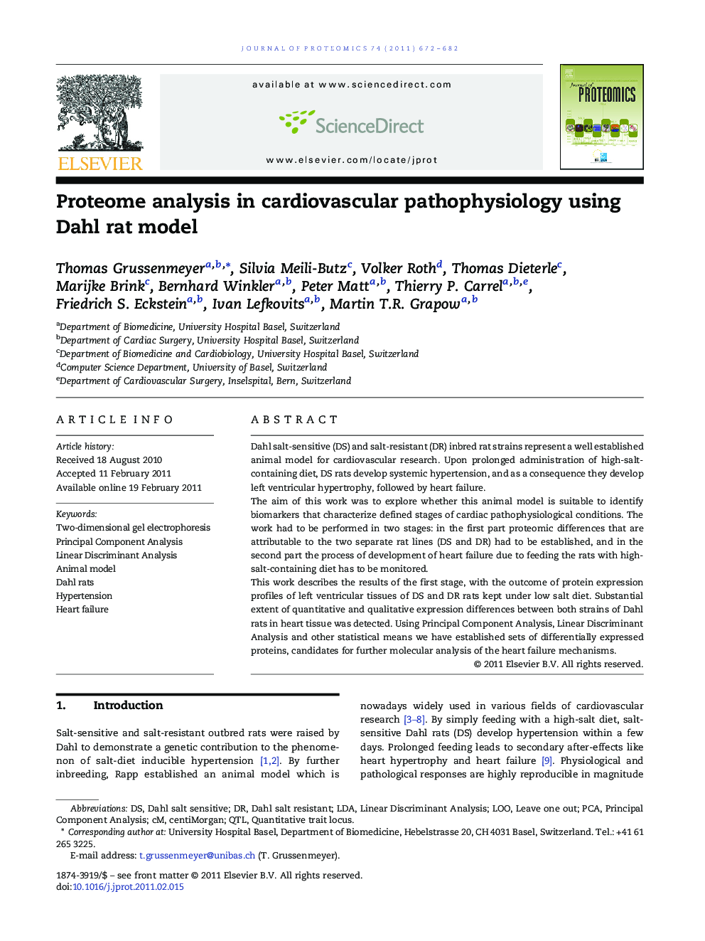 Proteome analysis in cardiovascular pathophysiology using Dahl rat model