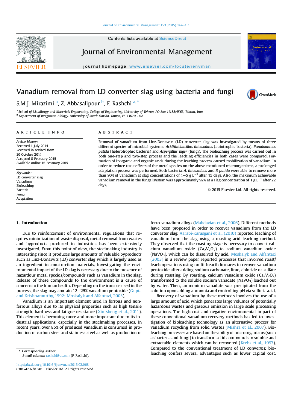 Vanadium removal from LD converter slag using bacteria and fungi