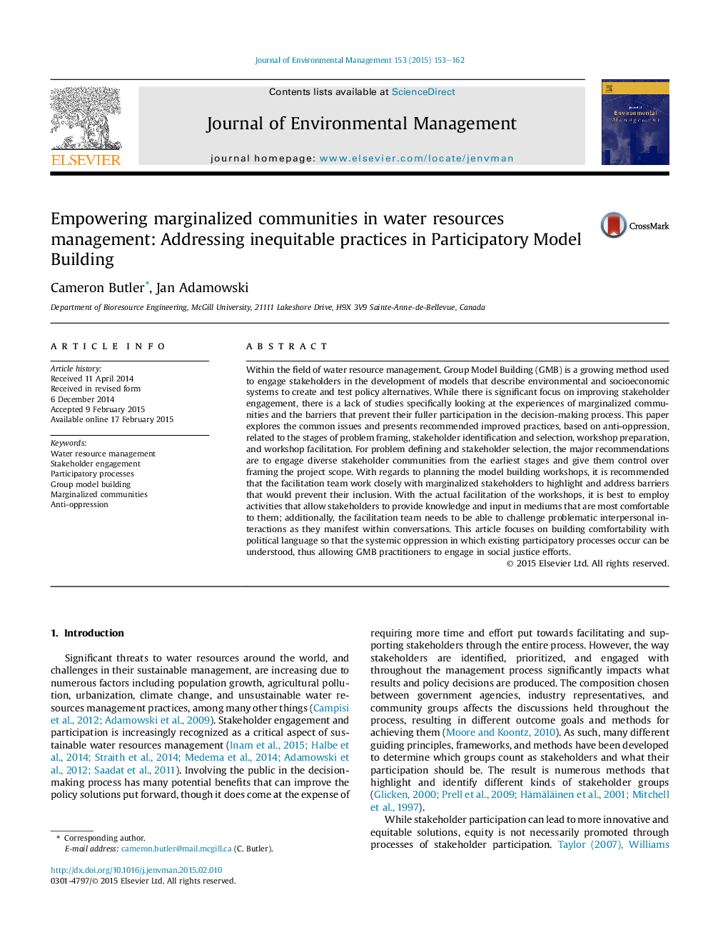 Empowering marginalized communities in water resources management: Addressing inequitable practices in Participatory Model Building