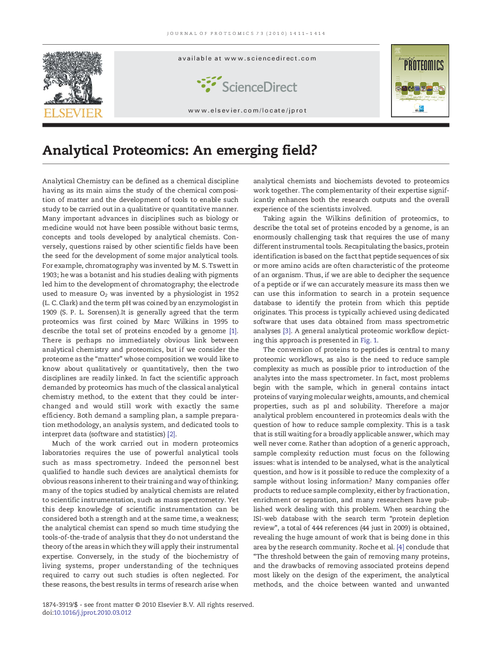 Analytical Proteomics: An emerging field?