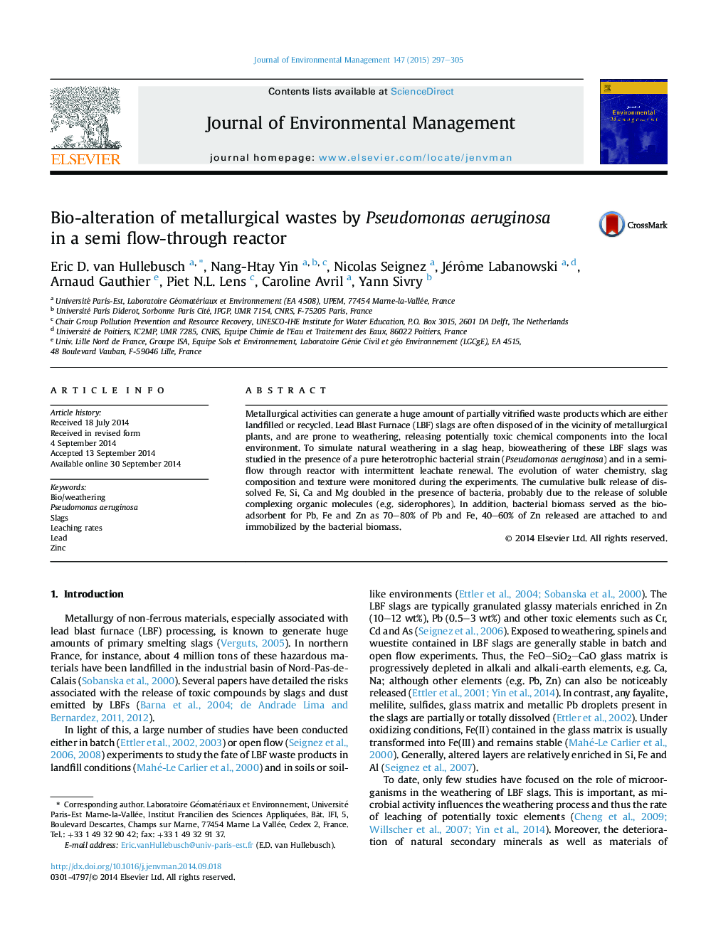 Bio-alteration of metallurgical wastes by Pseudomonas aeruginosa in a semi flow-through reactor