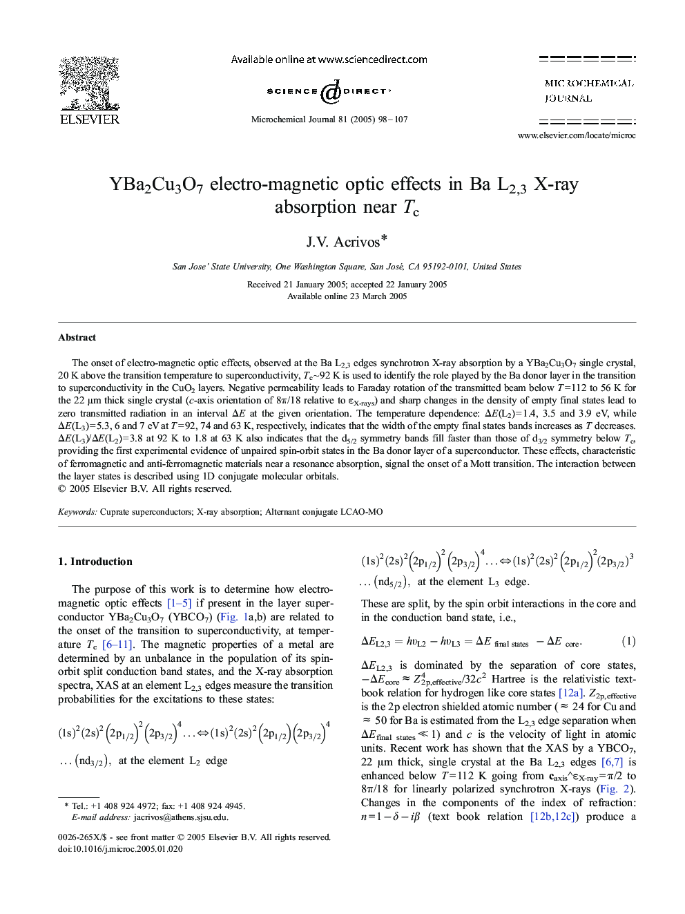 YBa2Cu3O7 electro-magnetic optic effects in Ba L2,3 X-ray absorption near Tc