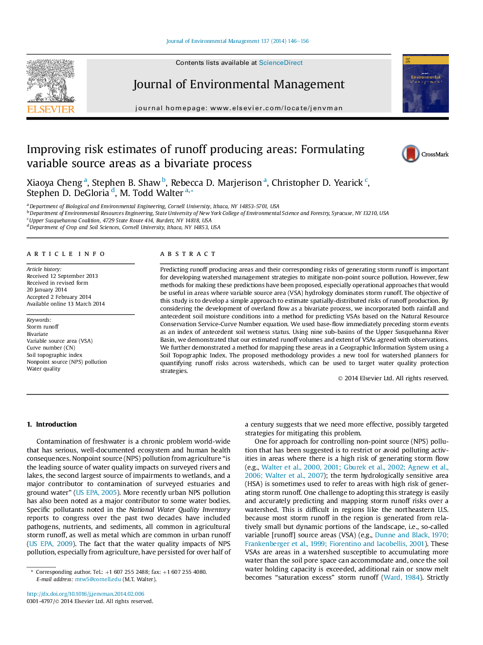 Improving risk estimates of runoff producing areas: Formulating variable source areas as a bivariate process