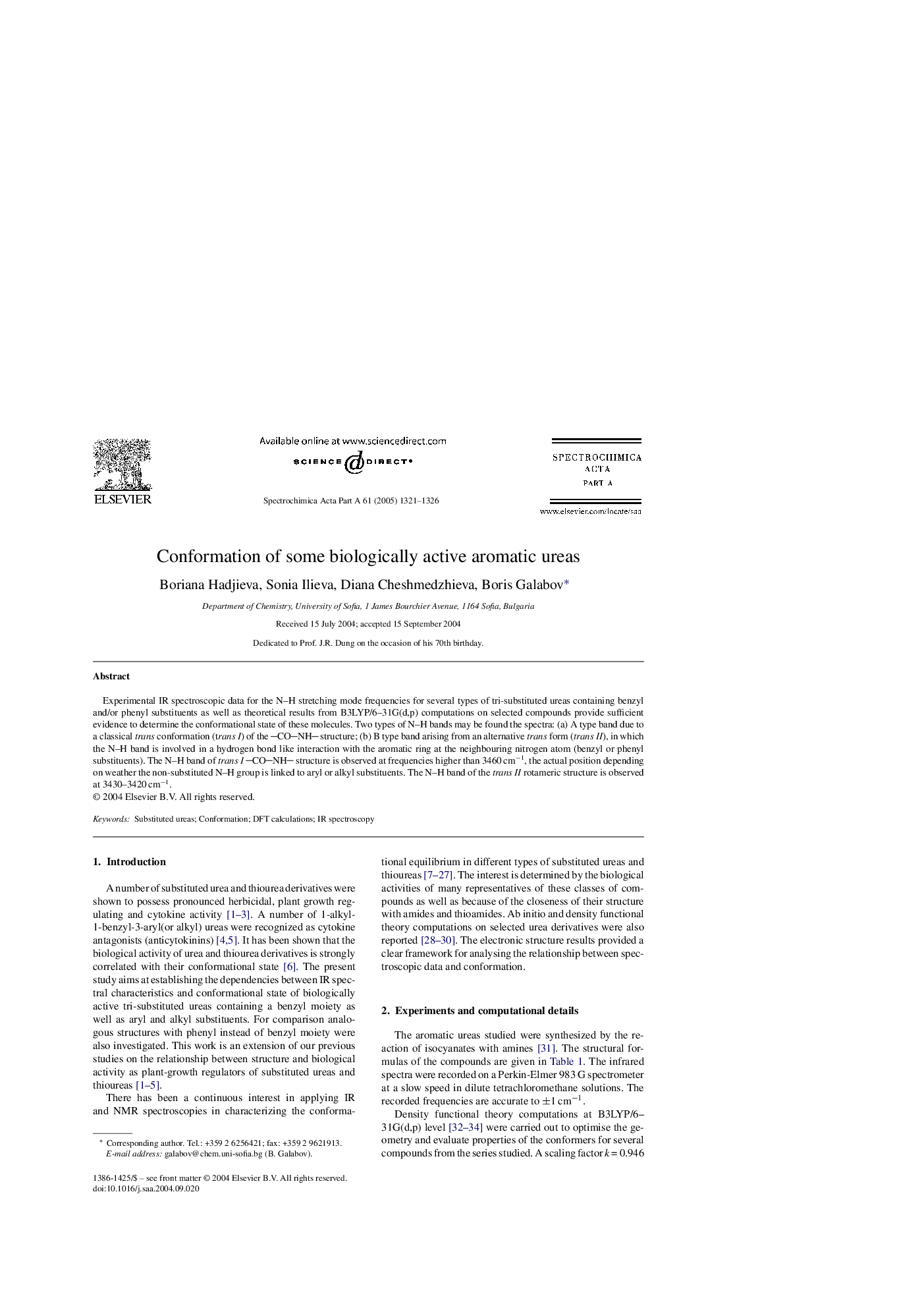 Conformation of some biologically active aromatic ureas