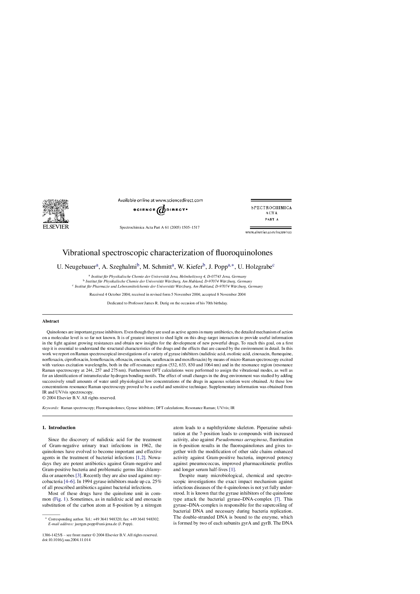 Vibrational spectroscopic characterization of fluoroquinolones