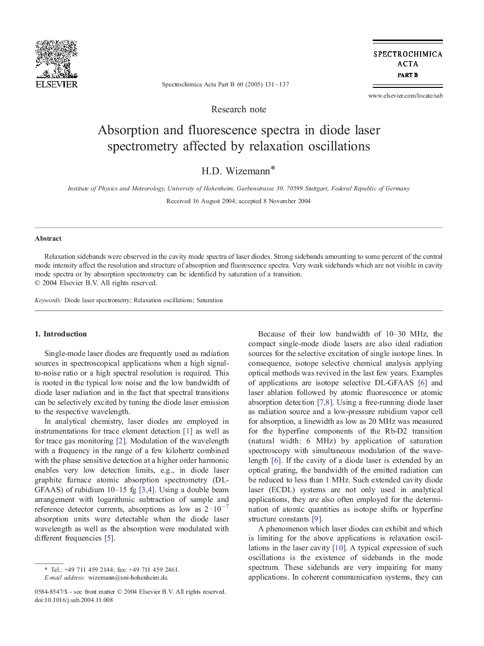 Absorption and fluorescence spectra in diode laser spectrometry affected by relaxation oscillations