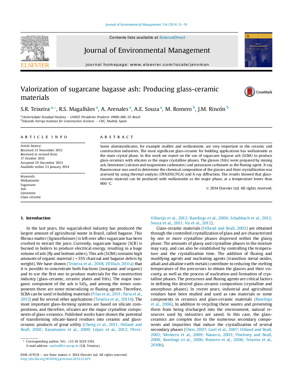 Valorization of sugarcane bagasse ash: Producing glass-ceramic materials